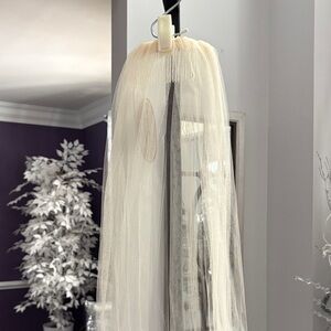 Elegant Cream Blush Tulle Veil
